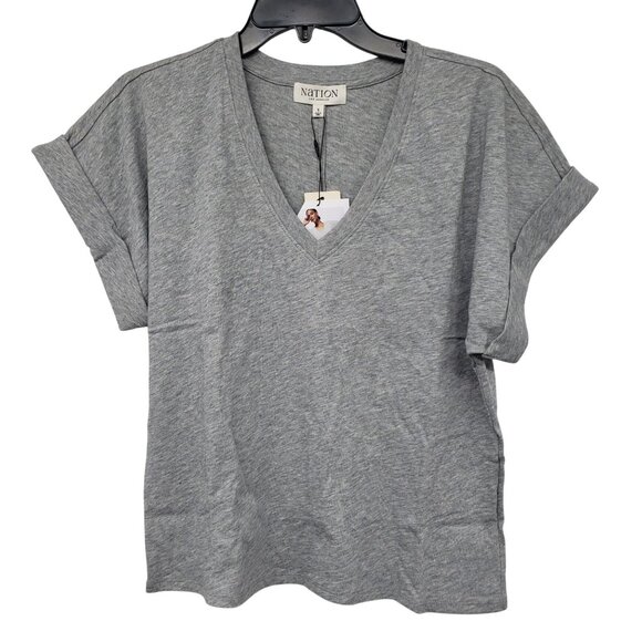 NEW Nation Los Angeles Stevie Top V Neck Relaxed Tee Shirt Capsule Wardrobe - Picture 2 of 9